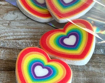 Rainbow Heart Candy Cupcake Toppers XL grote hagelslag 100% eetbaar