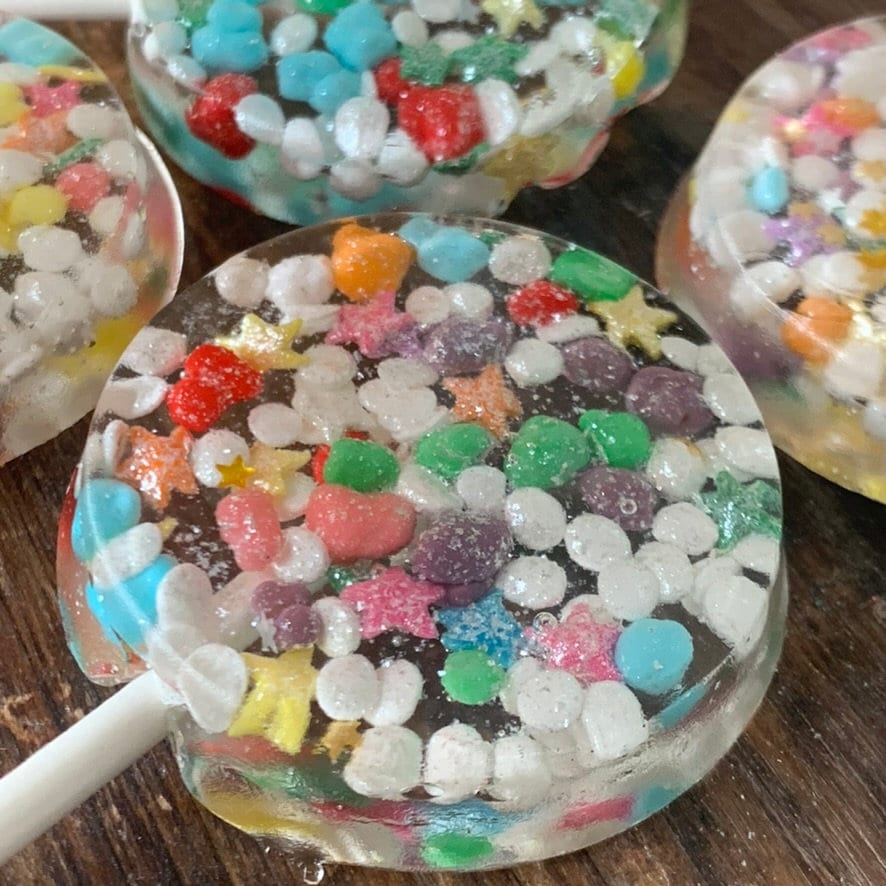 Hard Candy Edible Confetti Star & Rainbow Candy Lollipop Sucker Party ...