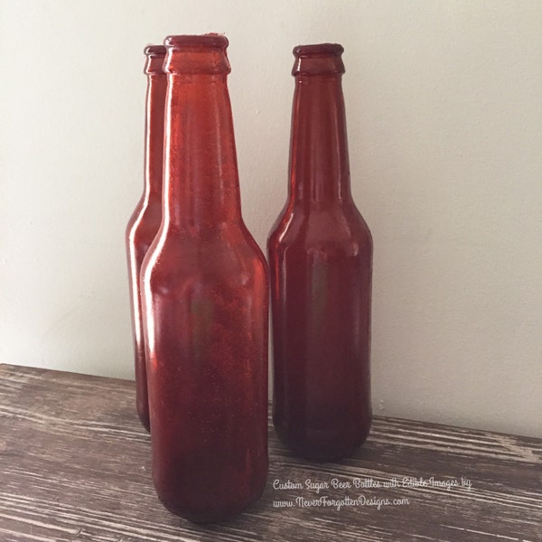 100% EDIBLE  Isomalt Sugar 9" Full Size Beer Bottle Bottles for Cakes and More