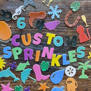 Custom Edible Shape Sprinkles Unique Custom Personalized Shapes PreCut for Your Cupcakes Drinks Cakes & More