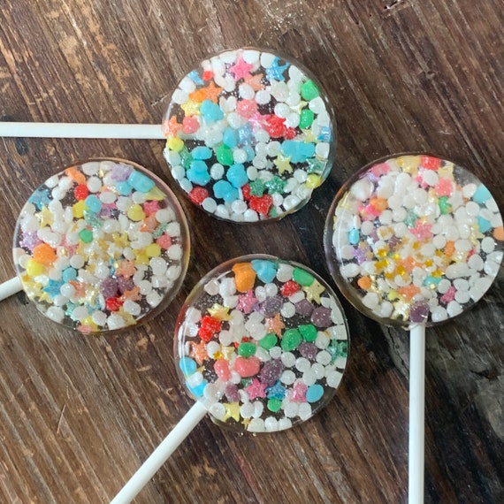 Hard Candy Edible Confetti Star & Nerds Lollipop Sucker Party Favors by