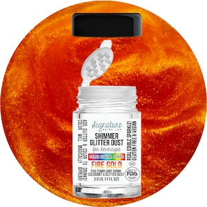 Fire Gold Red Shimmer Glitter Dust™ Edible Glitter For Drinks, Cocktails, Beer, Garnish Pearl Glitter & Beverages - Food-Grade Compliant