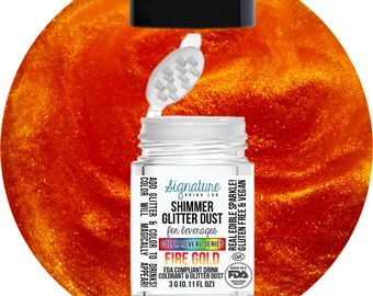 Fire Gold Red Shimmer Glitter Dust™ Edible Glitter For Drinks, Cocktails, Beer, Garnish Pearl Glitter & Beverages - Food-Grade Compliant