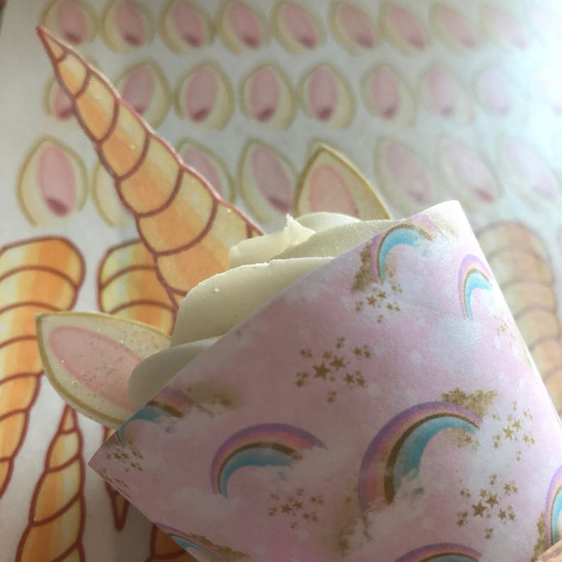 Edible Unicorn Horn Ears Cupcake Toppers Etsy Edible Unicorn Horn Ears Cupcake Toppers Etsy