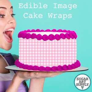 Gingham Stripes Checkered Pattern Print - Other Colors Available - Edible Image Cake Wrap