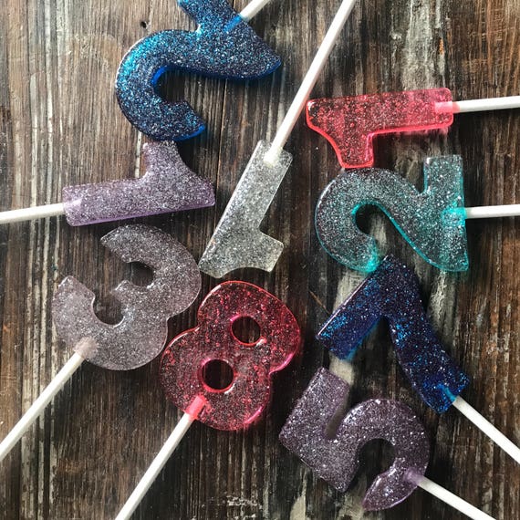 Number Lollipops on a Stick 0 - 1 - 2 - 3 - 4 - 5 - 6 - 7 - 8 - 9 Hard Candy Cake Topper Party Favors Il_570xn