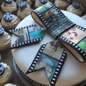 Film Reel Edible Cake Fondant Bow Cake Topper 100% Edible