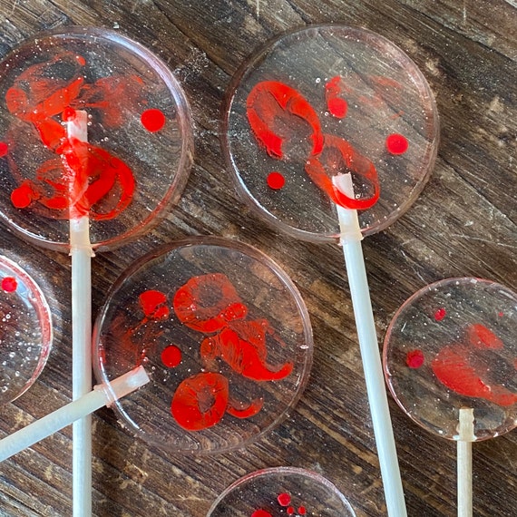 Custom Blood Spatter Halloween Finger Print Killer Hard Candy Sucker