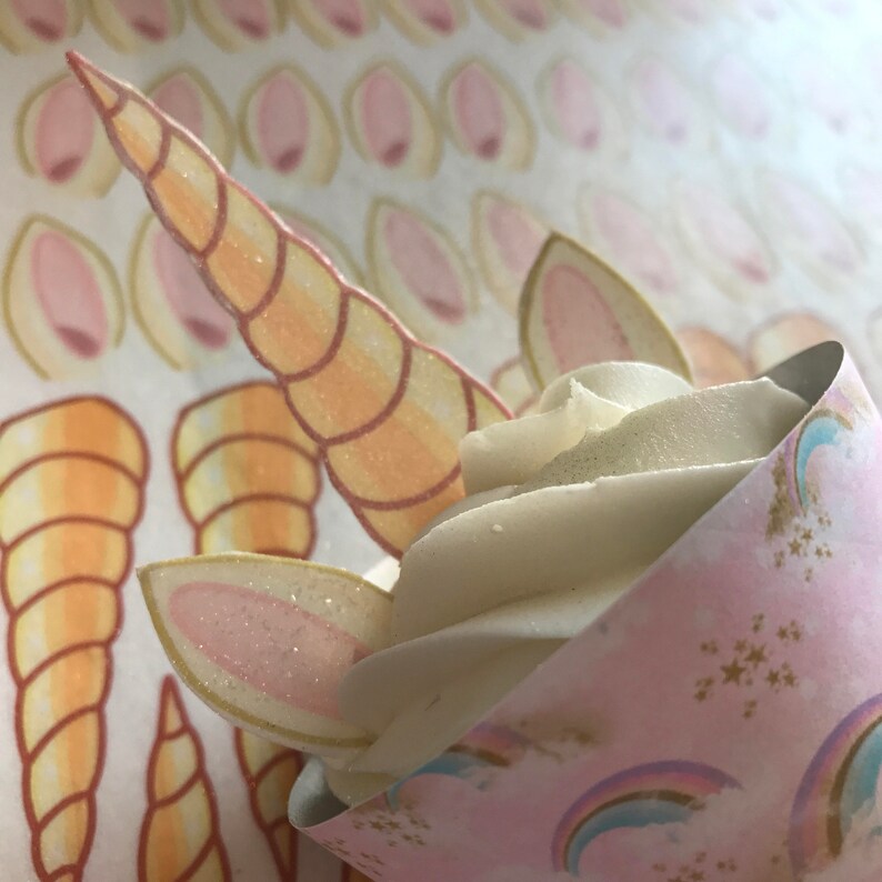 Edible Unicorn Horn Ears Cupcake Toppers Etsy Edible Unicorn Horn Ears Cupcake Toppers Etsy