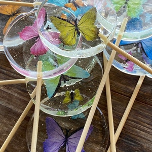 Custom Butterfly Hard Candy Sucker Lollipop Wedding Favors on Wooden Stick image 7