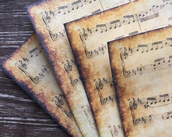 Vintage Aged Edible Music Sheet Images Scales Notes Printed on Wafer Paper with Edible Inks
