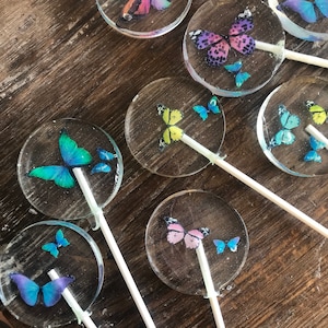 Custom Butterfly Hard Candy Sucker Lollipop Wedding Favors