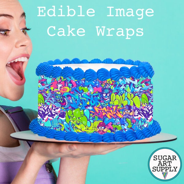 Graffiti Wall Art Subway Edible Image Cake Wrap