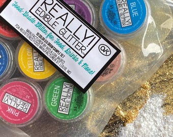 Edible Glitter for Drinks, Cakes & Cocktails – Food Grade Drink Glitter, 10 Colors 5g Kosher