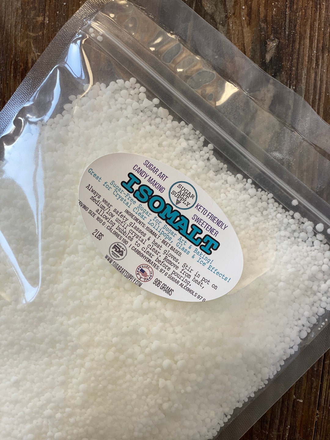 Isomalt Crystals 2 Lb. Resealable Bag Sugar Free Sugar Substitute Bullk 