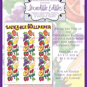 Exclusive 8x10 Lickable Wallpaper Design for a Chocolate Factory Inspired Party