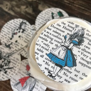 Alice in Wonderland Book Text Edible Frosting Images for Cupcakes Cookies and More