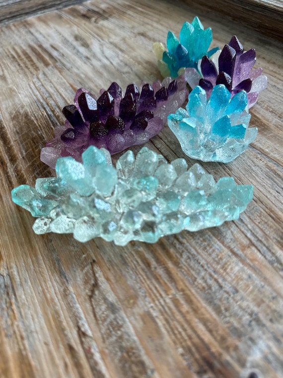 Edible Hard Candy Crystal Cluster Sugar Cake Cupcake Topper Geode Theme Faux Kohakutou
