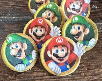 Super Mario Luigi Brothers Cupcake Cake Ring Birthday Party Favor Toppers