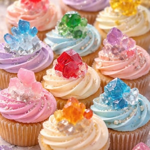 Adornos comestibles de cristal para cupcakes, adorno para cupcakes de pastel de azúcar con temática de geoda, imitación de Kohakutou