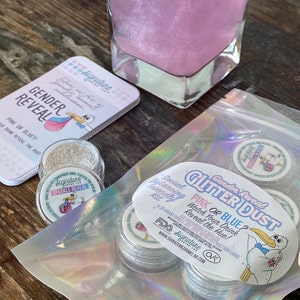Gender Reveal Glitter Dust™ Drink Pearl Luster Magically Reveal Color in Seconds for Virtual Baby Showers