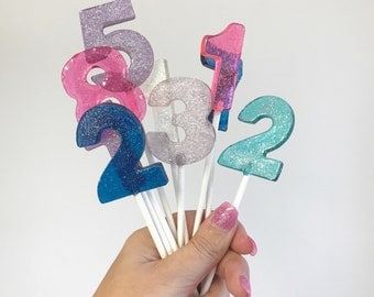 Hard Candy Number Lollipop Cake Cupcake Topper Part Favors
