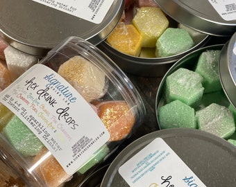 Gotas de azúcar brillantes para bebidas hexagonales, cubos de azúcar con sabor para cócteles sin alcohol, bebidas de verano, arándano, piña colada, lima, limonada, menta y naranja