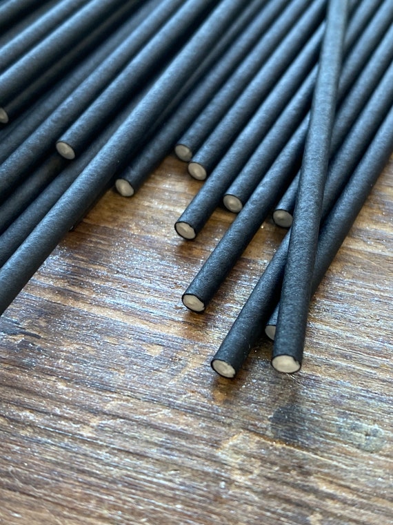 6 Black Cake Pop Lollipop Sucker Paper Treat Sticks 