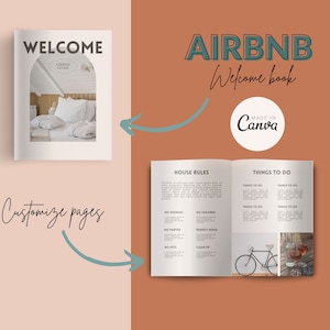 Vacation rental welcome book template, Airbnb, VRBO, Canva , Host, minimalist design boho