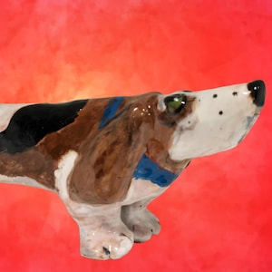 Earthenware Hand-built Basset Hound figurine