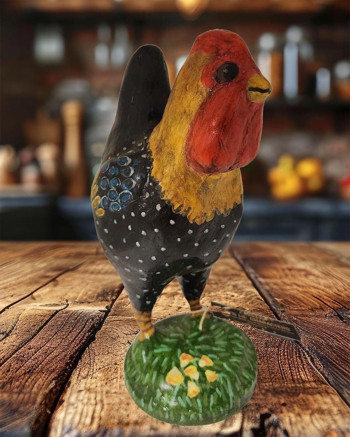 OOAK, Colorful, Whimsical Paper Mache Clay Rooster - Etsy