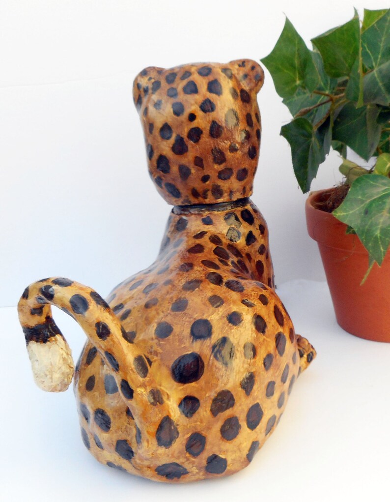 Paper Mache Clay Cheetah Treasure Box Chet Cheetah Etsy