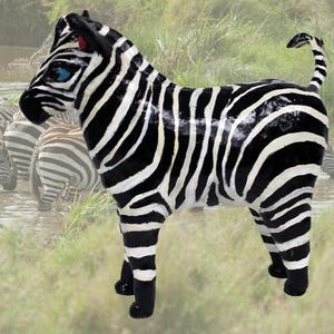 Paper Mache Clay Zebra Sculpture - Zara