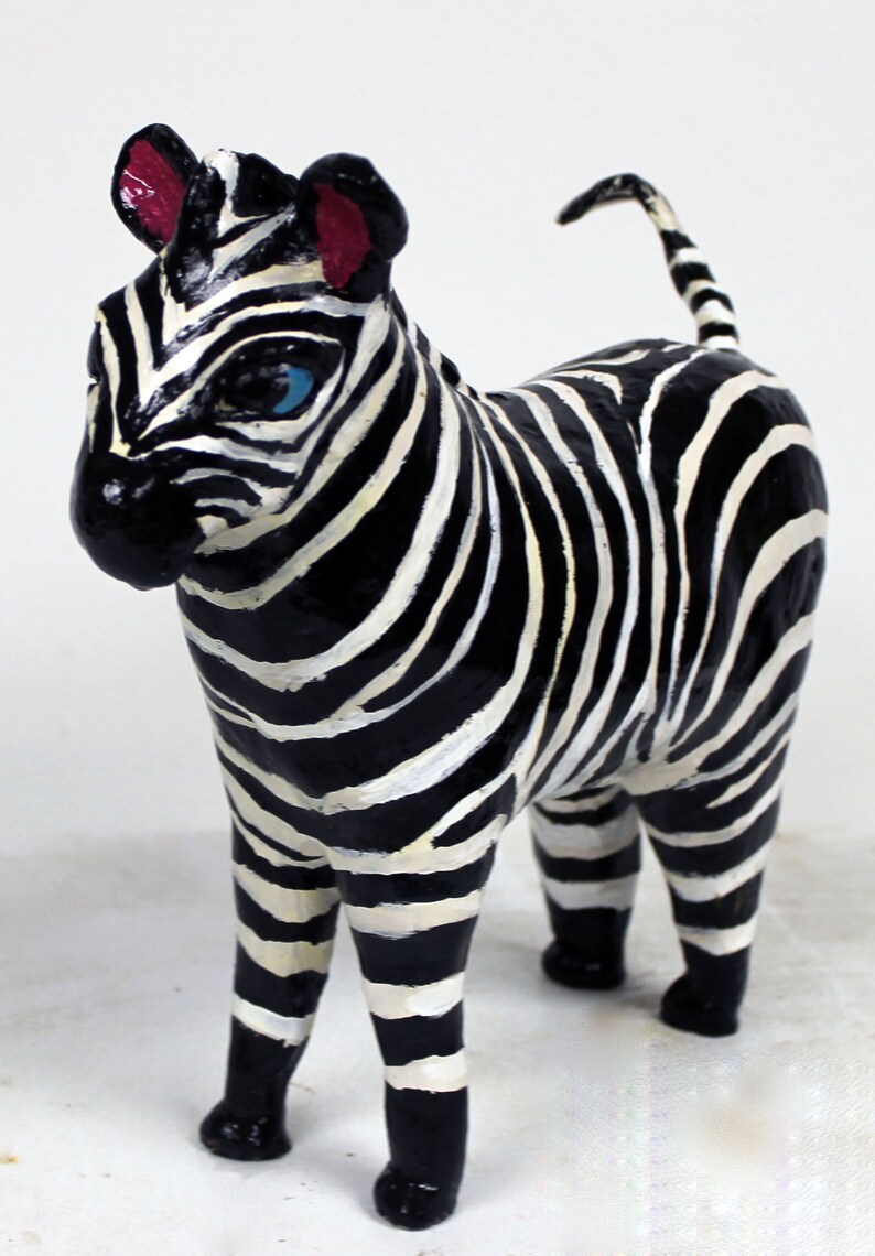 Paper Mache Clay Zebra Sculpture Zara Etsy
