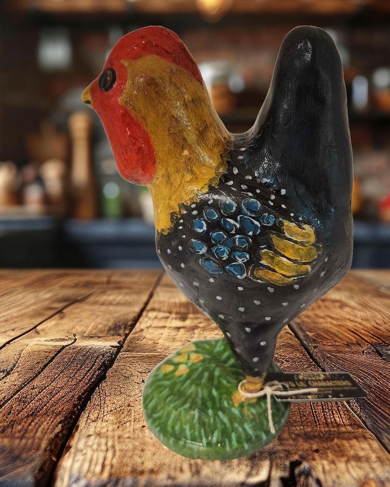 OOAK, Colorful, Whimsical Paper Mache Clay Rooster - Etsy