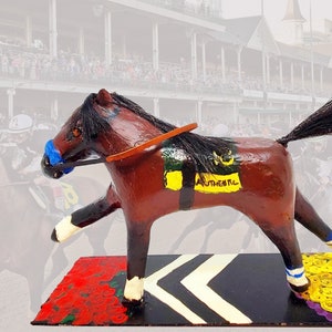 Authentic win the Kentucky Derby 2020 Paper Mache Racehorse Sculpture