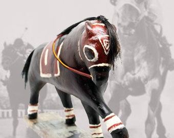 Paper Mache Clay Famous Racehorse Sculpture - Seabiscuit