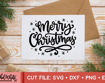 Merry Christmas SVG, Christmas SVG, Hand Lettered Cut File, Cricut, Silhouette, Cut Machine File, Vector Illustration, Instant Download