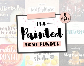 Font Bundle: The Painted Font Bundle, 8 fonts