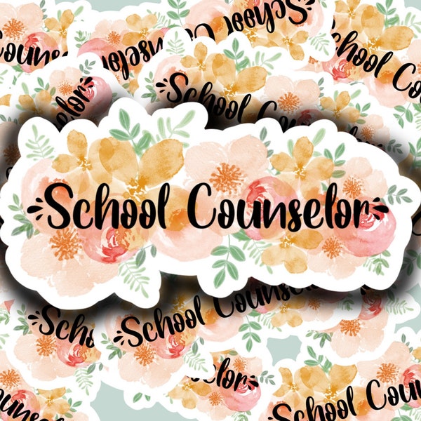 Floral Watercolor School Counselor decal sticker