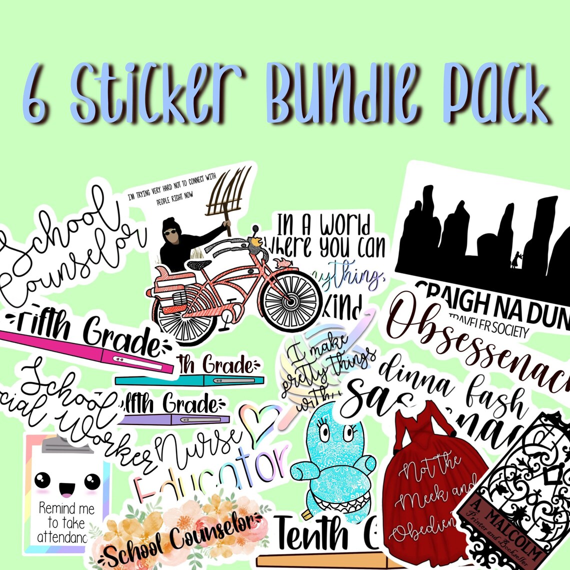 Six Sticker Bundle Pack - Etsy