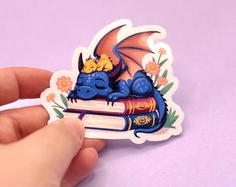 Fourth Wing Inspired Sleeping Dragon Sticker | Water-Resistant Vinyl | Cozy Fantasy Bookish Vibes
