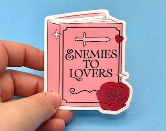 Enemies to Lovers Sticker | Pink Book Romance Aesthetic | Book Trope Vinyl | Booktok Romance Sticker | 2.5x3 in