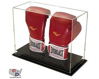 Acrylic Desk or Table Top Vertical Double Boxing Glove Display Case by GameDay Display