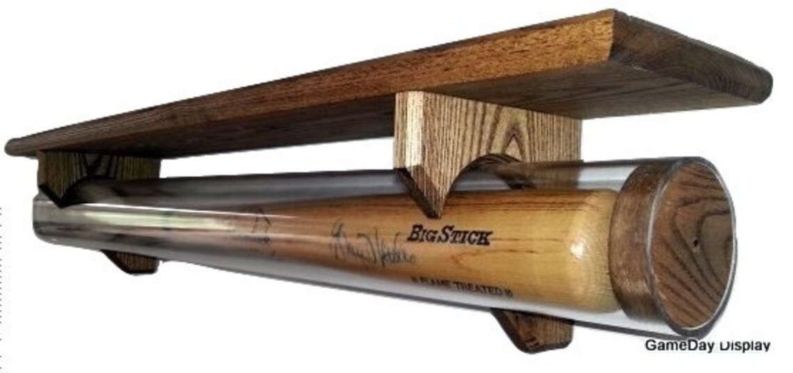 Baseball Bat Display Case Wall Mount Thick Acrylic Tubing Ash Etsy
