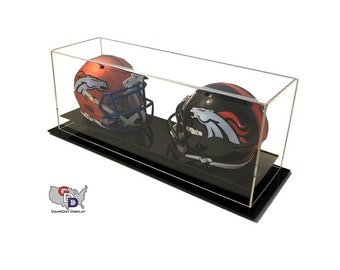 Acrylic Desk or Counter Top Double Mini Helmet Display Case by GameDay Display