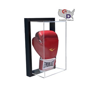 Framed Acrylic Vertical Boxing Glove Display Case UV Protecting Secure Mount