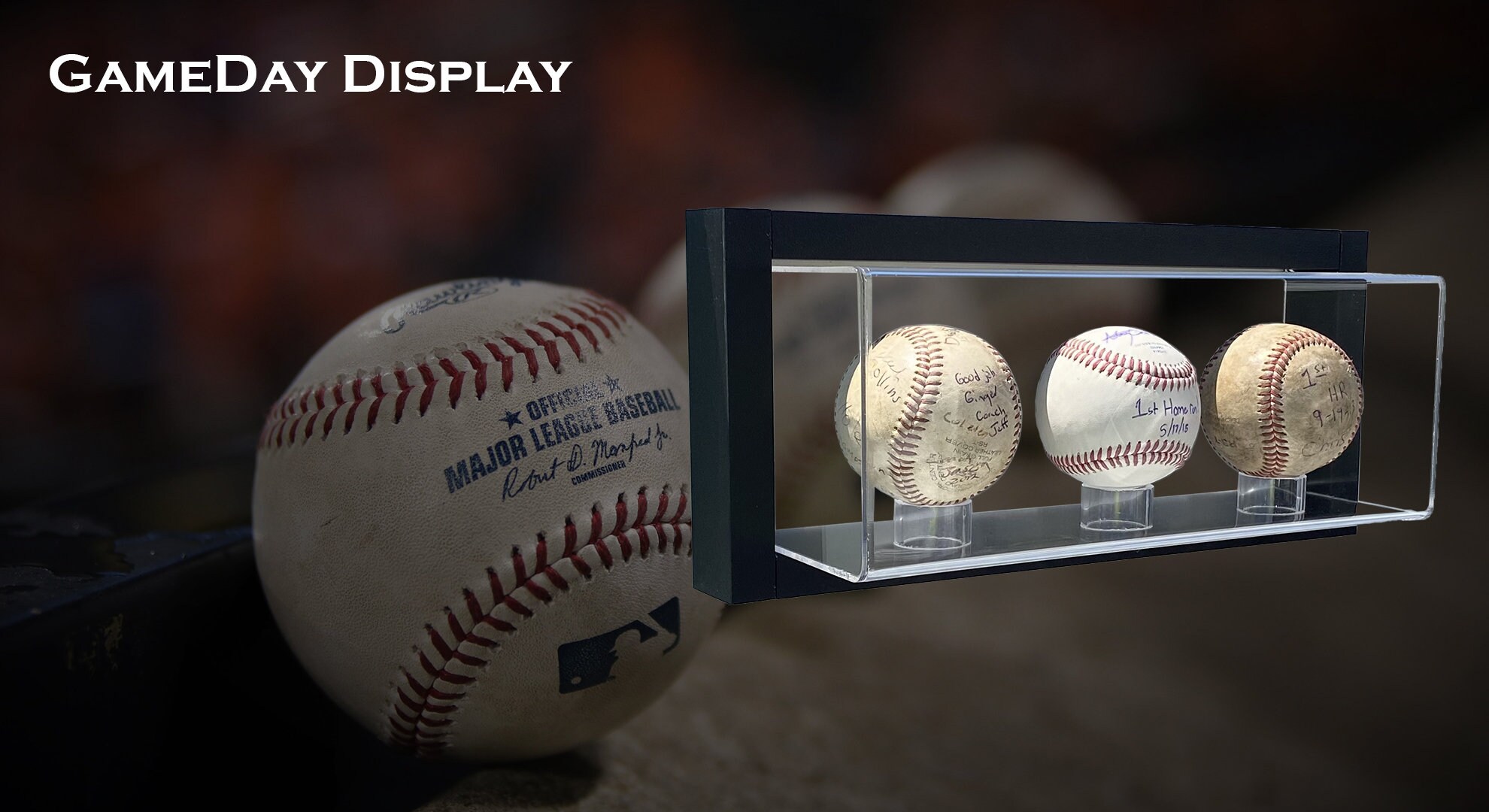 Framed Acrylic Wall Mount 3 Baseball Display Case UV | Etsy