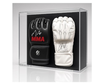 Vitrina para guantes de MMA, soporte de pared de acrílico UV transparente, doble guante.