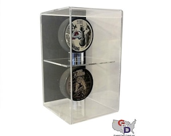Wall Mount Double Hockey Puck Display Case by GameDay Display